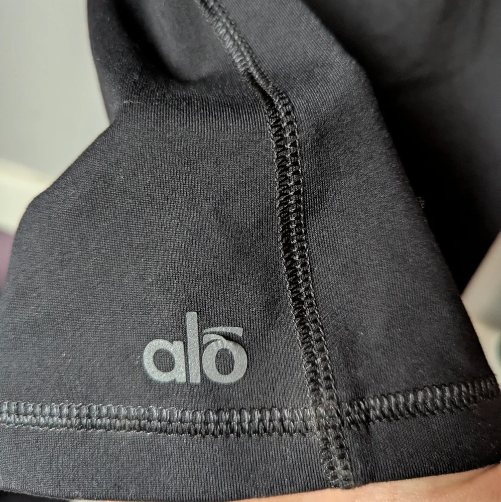 Vintage Y2K ALO Yoga Coolfit Black Flare Faux Fold-over Yoga Pants